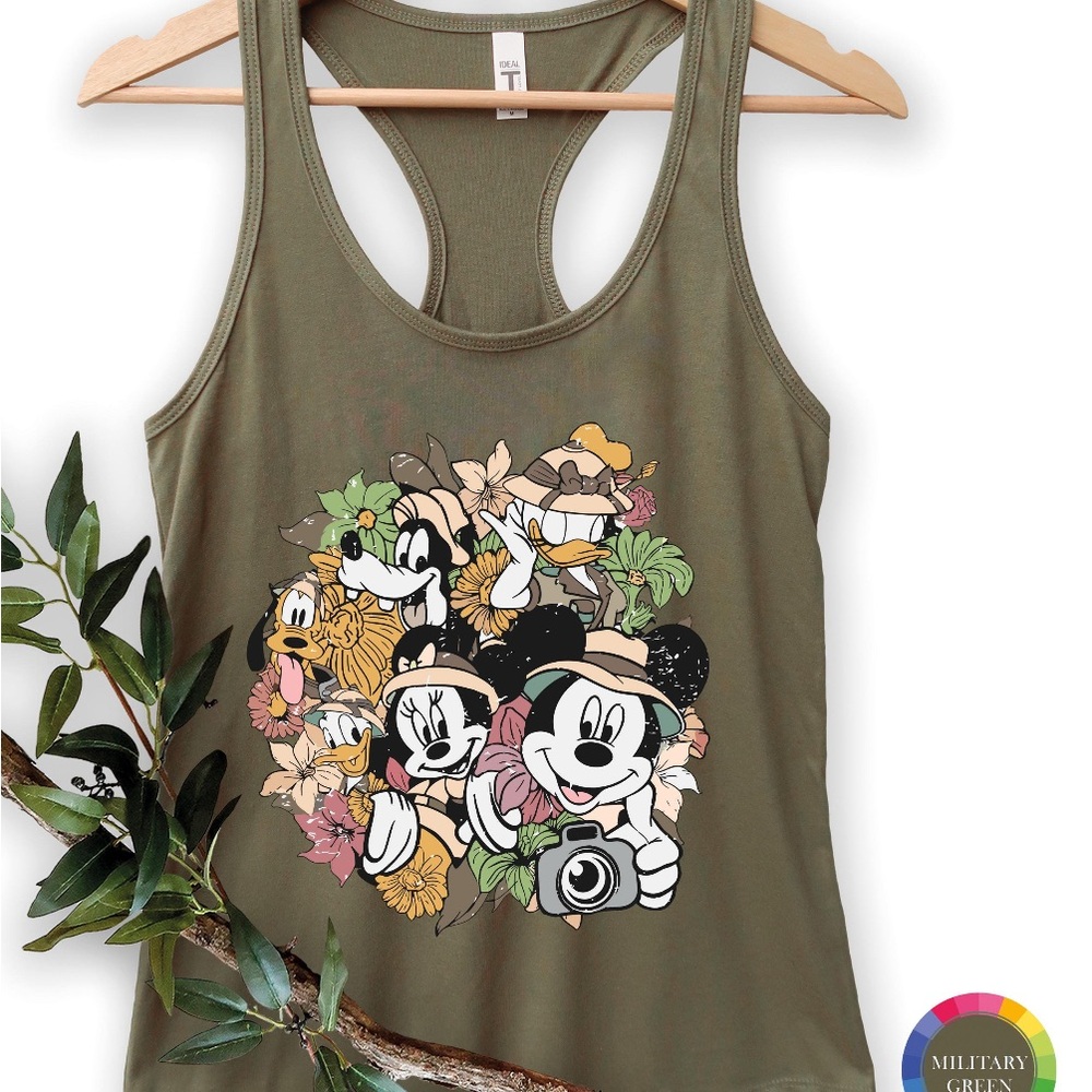 Disney Graphic Tank Top in Olive Green